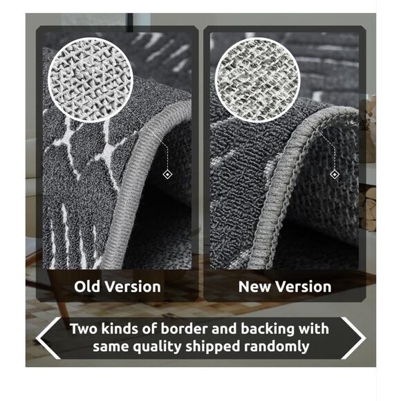 5x7-Boho Dark Grey Machine Washable-Non Slip Moroccan Washable Rug - Picture 6 of 6